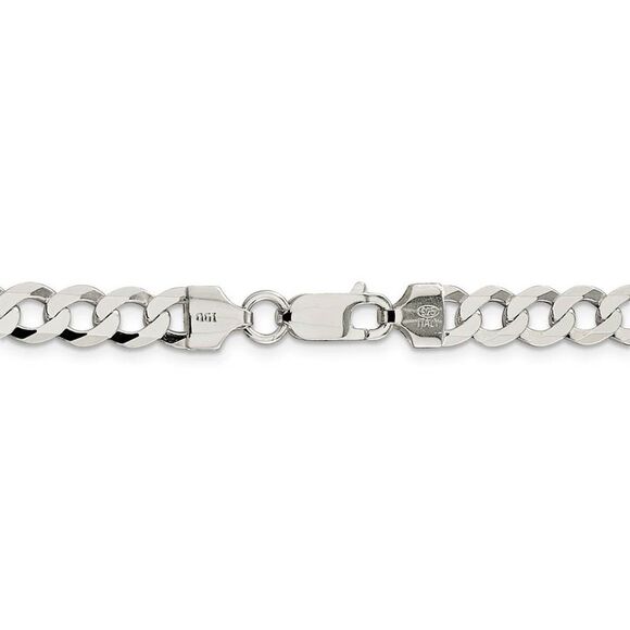 Men's 6.8mm Sterling Silver Solid Flat Curb Chain Necklace, 22 Inch - Picture 4 of 8